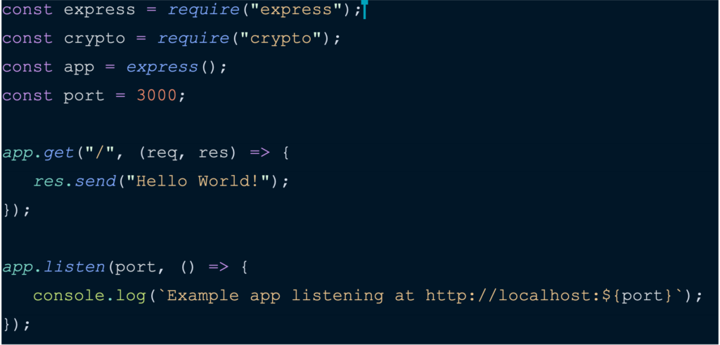 Boilerplate code to set up Node Express app