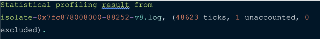 Image of the number of ticks within our Node.js file