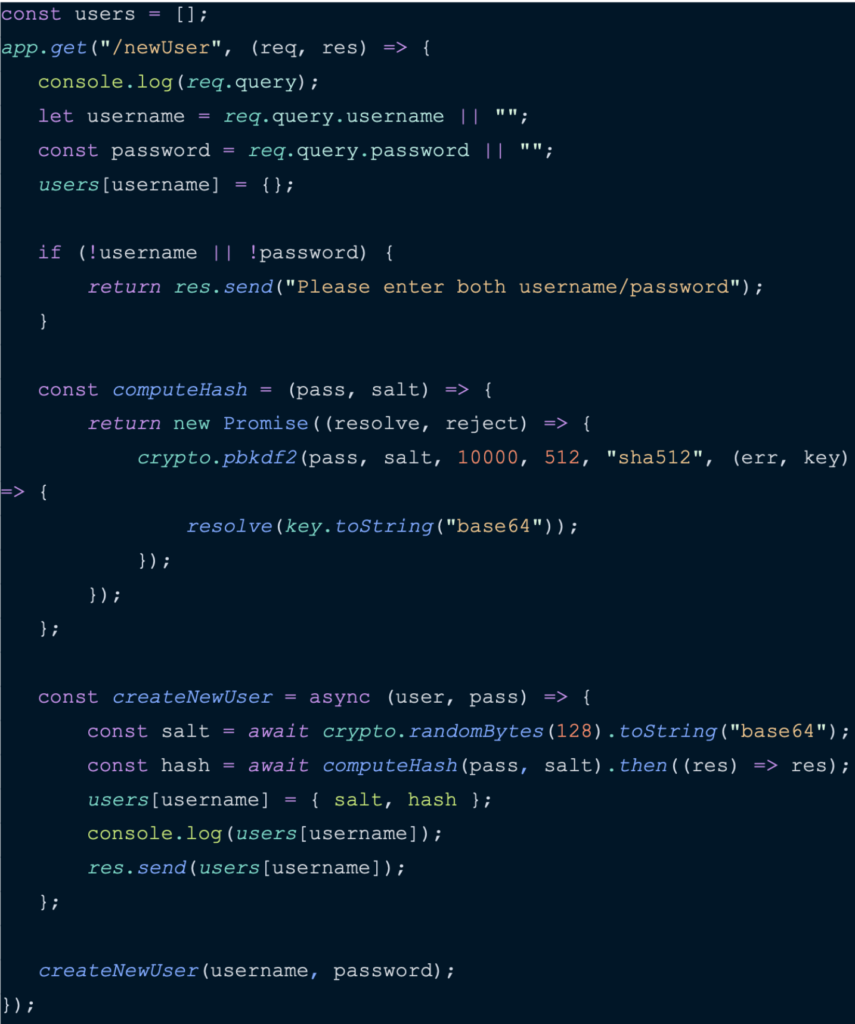 Image of the asynchronous version from the Node.js profiler